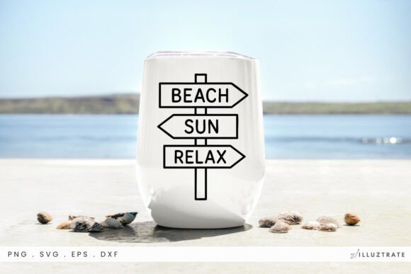Beach Sun Relax Signpost SVG Clipart for Crafts & Graphics