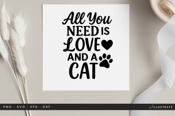 Love and a Cat SVG Clipart: Crafts & Graphics