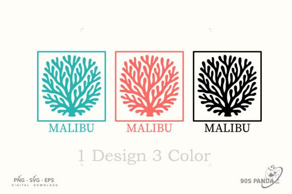 Malibu Coral Vintage Beach Art SVG PNG